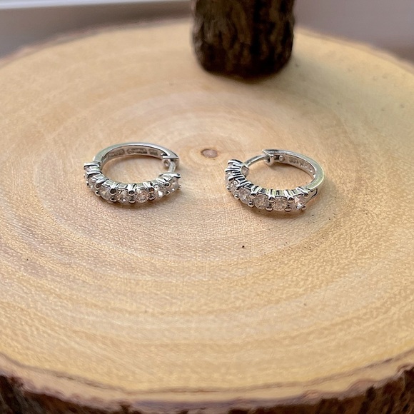 Jewelry Sterling Silver Cz Hoop Earrings Poshmark
